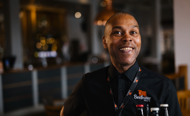 smiling restaurant staff